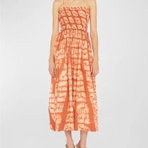 Ulla Johnson Orange Tie-Dye Midi Dress